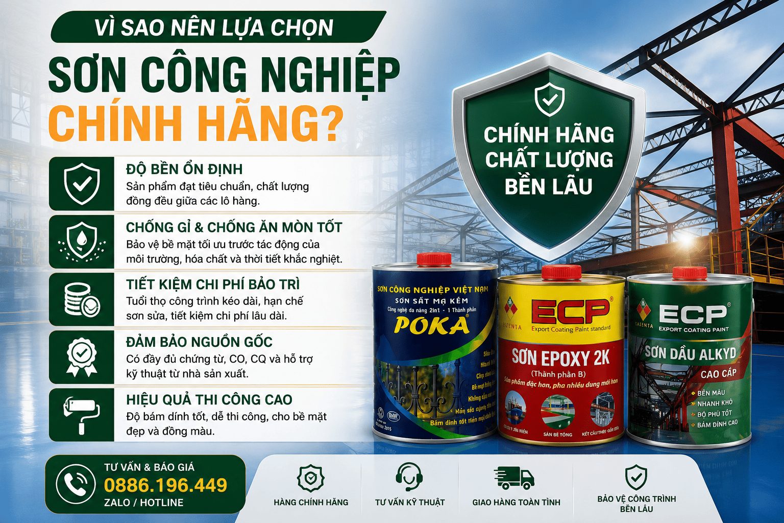 Sơn công nghiệp chính hãng Cà Mau